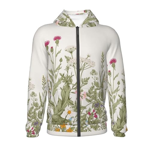 Herbs and Wildflowers Kids Pullover Hoodies Boys Zip Up Sweatshirts Girls Athletic Clothes with Pocket2