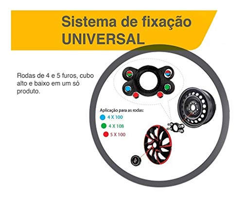 Jogo 4 Calota Nitro Aro 14 Preta Fiat Vermelho