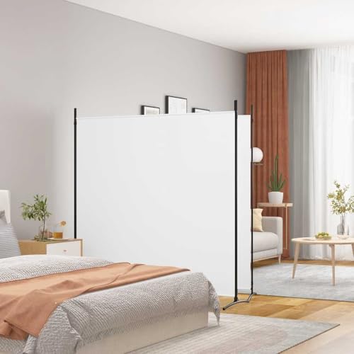 Emmtore Biombo Divisor de 2 Paneles de Tela Blanco 348x180 cm