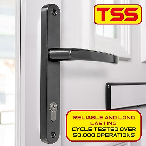 TSS UPVC Door Handle Set in Anthracite Grey, 92mm PZ (Centres), Lever/Lever, Screw to Screw 210mm with Backplate 242mm x 34mm - Image 3