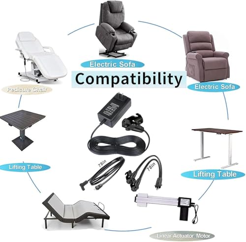 image for Ousaly Universal Recliner Power Supply, AC/DC Power Adapter 2-pin 29V/