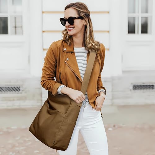 Image of KALIDI Canvas Tote Bag Zipper Large Crossbody Shoulder Bag Messenger Bag