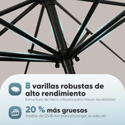 Sombrilla Sekey pardo parasol exterior resistente con manivela 2