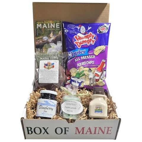 Box of Maine - 5-item Gift Pack - Humpty Dumpty All Dressed, Chocolate Whoopie Pie, Wild Maine Blueberry Jam, Maine Maple Syrup and Maine Woods Candle Cover