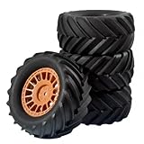 Rc Maquetas Piezas Para Traxxas Para E-revo Para HBX Para MJX 16207 16208 Para SCY 16101 1/16 90mm Monster Truck Para Buggy Neumáticos Rueda 12mm Piezas Hexagonales Control Remoto(B brown)