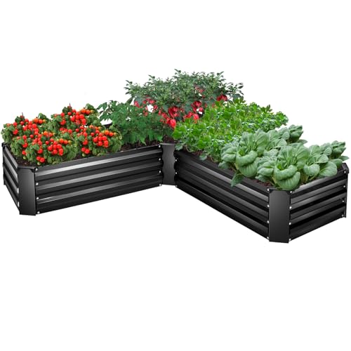 EDOSTORY Raised Bed Garden Bed Kit, 5x5x1ft Galvanized Planter Tall Raised Garden Boxes Outdoor, Large Metal Raised Garden Beds for Vegetables, Flowers, Herbs