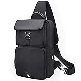Calidad Premium: Esta bolsa para el pecho está hecha de cuero y poliéster de alta calidad que tiene una alta resistencia y recuperación elástica, duradera y sin arrugas, garantiza un peso liviano y no se rasga fácilmente, incluso con una carga pesada. Esta Bolso bandolera es impermeable.