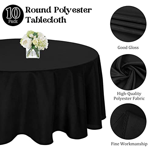 Jelyne 10 Pack Thick Round Table Cloth 90 Inch Black Polyester Tablecloth Stain And Wrinkle Resistant Washable Fabric Table Cover For Wedding Dining Buffet Parties Baby Shower Events And Restaurants #TOP2