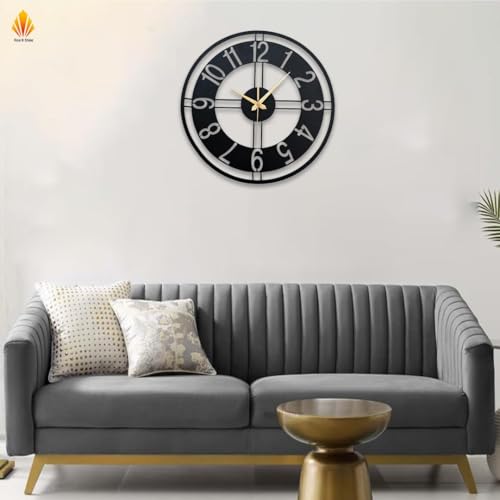 Image of Morden Metal Wall Clock for Living Room, Bedroom, Office, Kitchen, Stylish Wall Clock for Home and Hall, Designer Big Size Modern(DA-256, 50CM)