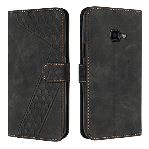 OKZone Funda para Samsung Galaxy Xcover 4/4S, PU Cuero Flip Carcasa Fundas Móvil de Tapa Libro Caso Piel PU para Samsung Xcover 4/4S, Carcasa con Tapa Billetera Case Telefono Móvil Cover (Negro)