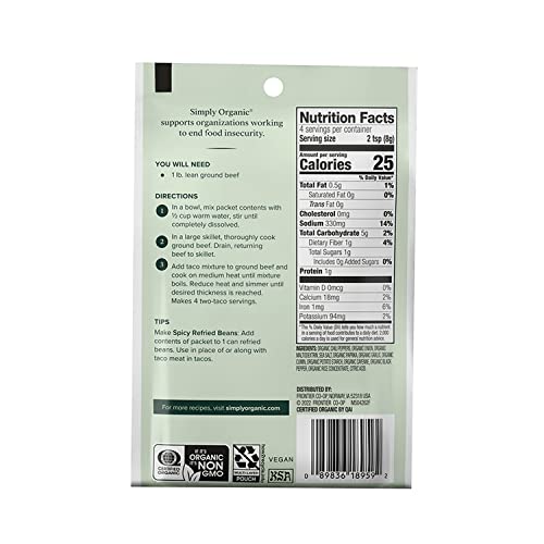Simply Organic Spicy Taco Seasoning, Certified Organic, Gluten-Free | 1.13 Oz #TOP1