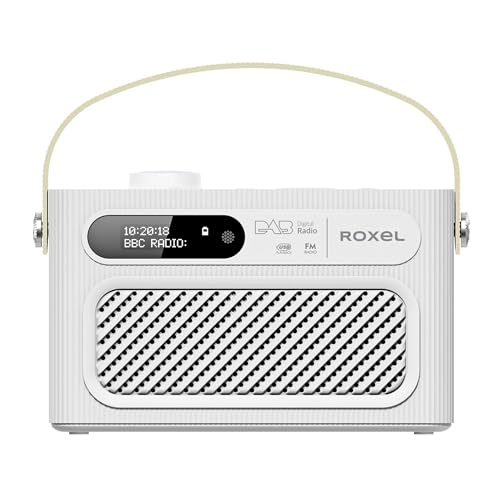 Roxel RDR-40 Stereo DAB/DAB+ Digital and FM Radio Portable Wireless Speaker with Dual Alarm Clock Function, USB & Micro SD MP3 Playback Function, 3.5mm Headphone Output(White)