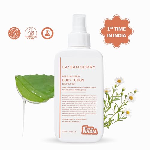 Image of LA'BANGERRY Divine Mist Perfume Spray Body Lotion with Aloe Vera And Chamomile Extract - 200 ml