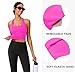 PINSPARK Workout Tops for Women Long Line Sports Bra Racer Back Tank Top Stretchy Pilates Yoga Tanks with Built in Bras, Neon Pink Medium