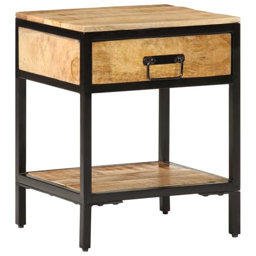 Table de chevet marron bois massif meuble d'appoint rustique - 4