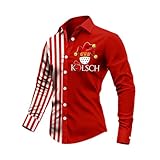 QJDFLL Langärmliges Hemd mit Knopfleiste ideal für Festivals Feiern und lässige Partys. Bequemes atmungsaktives stylisches Oberteil. Glitzer Outfit Herren Karneval köln Karnevals kostüme(Rot,L)