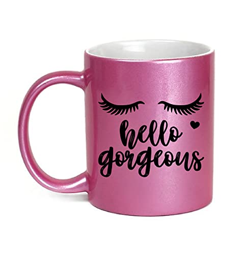 Taza de cerámica con glitter dorado y rosa 11oz miniatura 5
