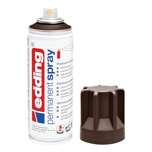 edding 5200 Spray Permanente, Cioccolato Opaco, 200 Ml, Vernice Acrilica Premium per Dipingere e Decorare Vetro, Metallo, Legno, Ceramica, Plastica, Tela, Smalto Acrilico, Vernice Spray