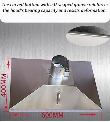 Fume Hood, Stainless Steel Industrial Smoke Collector for Welding and Dust Extraction, 39.4 x 19.7 inches