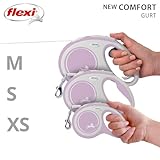 flexi® Comfort XS Gurt 3 m rosa, Roll-Leine für kleine Hunde bis 12 kg. Nur 126 gr. leichte Taschenleine im Miniformat 8,2 x 13 cm, Griffgröße für 3-Finger