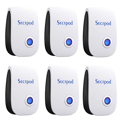 Sectpod Ultrasonic Pest Repeller 6 Packs,2021 Electronic Pest Repellent Plug in for Mosquitoes/Rodent/Mouse/Ant/Spider/Bug/Cockroach/Flies/Insect,Safe Pest Control for Pregnant Woman,Kids and Baby