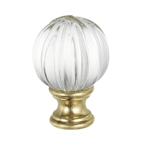 Image of PATIKIL 1 /4-27 Lamp Finial Cap for Lampshade Harp Top, Cap Nut Screw Cap Knob Clear Pumpkin Ball Shaped Crystal Lamp Shade Decoration for Table Floor Lamp, Gold Tone