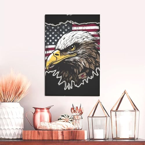 Impression toile armée américaine drapeau aigle poster mural salon
