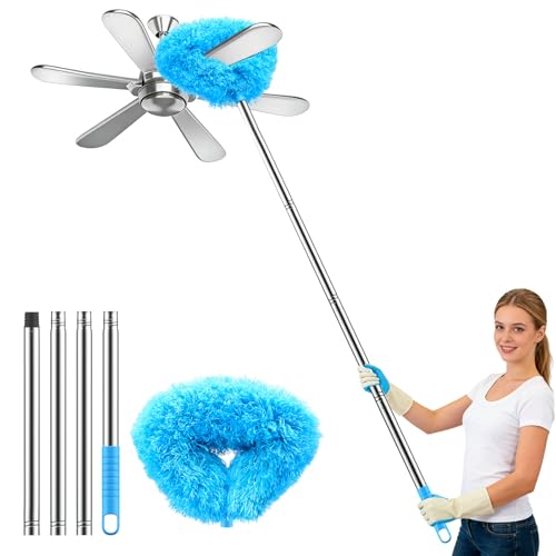 SetSail Ceiling Fan Cleaner Duster Microfiber Ceiling Fan Duster with Extension Pole 13 to 47 Inch Washable Ceiling Fan Blade Dusters for Cleaning
