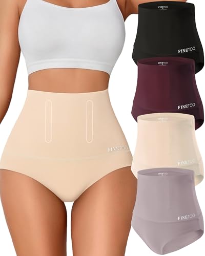 FINETOO Tummy Control Underwear Shapewear for Women Seamless High Waisted Panties Moderate Shaping Briefs S-3XL