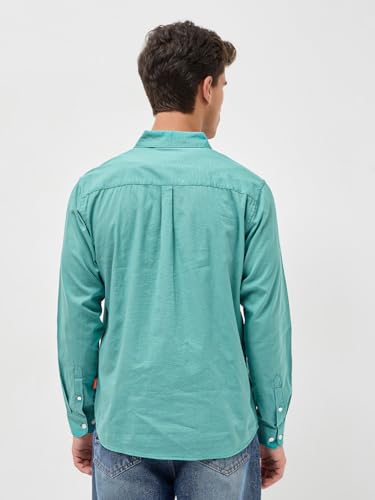 Image of Urbano Fashion Men's Cotton Full Sleeve Regular Fit Casual Solid Slub Shirt with Spread Collar