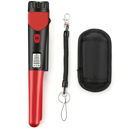 Detector de Metales para Adultos, Detector de Metales Mano, Oro Alta sensibilidad, Resistente al Agua, Puntero, localizador Tesoros, sonda con Pantalla LCD Detector de Oro(Rot)