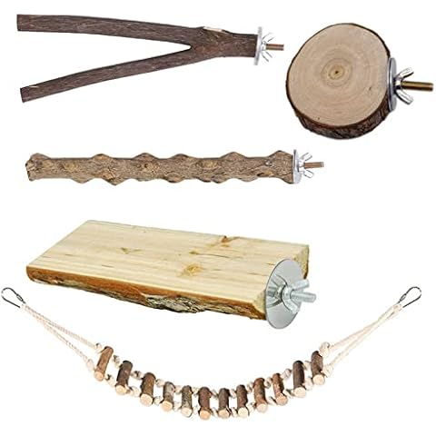 Kit de Bricolaje de Perchas de Jaula de Pájaros de Madera Natural con Accesorios para Loro Cover