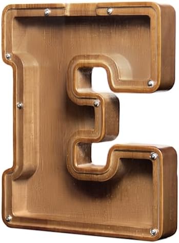 Wooden Letter Coin Piggy Bank for Boys Girls Kids Toddler Adults Money Bank Best Gift for Friends(9.2inch-E