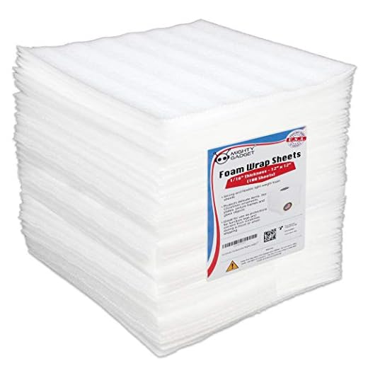 100 Pack Cushioning Foam Sheets Mighty Gadget (R) 12" X 12", 1/16" Thickness, Cushion Foam Wrap Sheets, Packaging Material, Moving Supplies for Packing Storage and Shipping