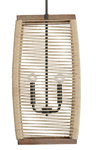 Capital Lighting 540341YG Jacob Rustic Hand-Woven Jute Rope Foyer Pendant,
