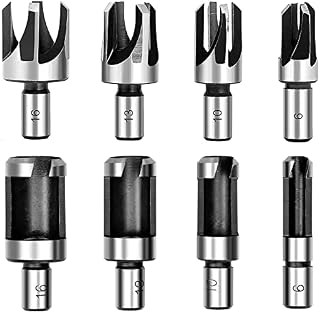 8 Pcs Wood Plug Tenon Drill Bit Cutter Claw Cork Drill Hole Saw Tool Carbon Steel Metric Shank Cork Drill Set Plug Cutters for Woodworking - 6mm 10mm 13mm 16mm