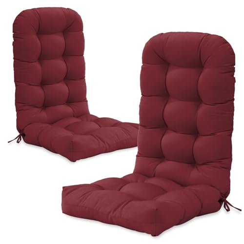 COOS BAY High Back Adirondack Chair Cushions for Outdoor Furniture, 49x20x5 in, Thick Tufted Patio Seat Pad, Set of 2, Red Purple