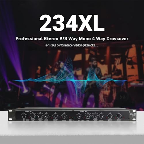 Mono 4 Way Crossover, Professional Stereo 2/3/4 Way Audio Sound Distribution Processing Crossover 110V, Audio Crossover for Outdoor Stage Performance