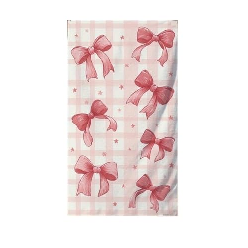 EJFCQVXZKL Oversized Rectangular Microfiber Bath Beach Towel, Pink Bow Gingham