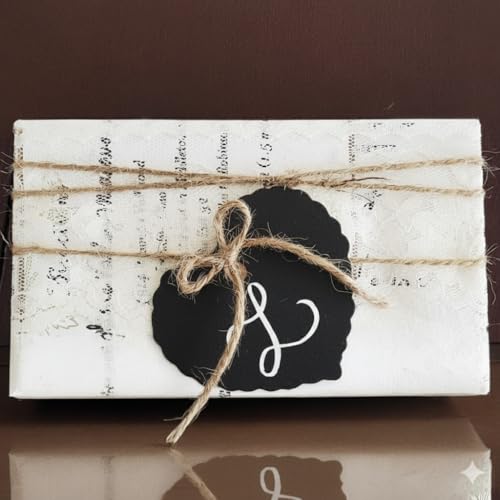 Image of CVANU Writable Black Gifts Tag Multi-Purpose Blank Hanging Tags with Jute Strong Twine for Wedding| Parties| Craft Decoration (6x6cm) (200pcs)