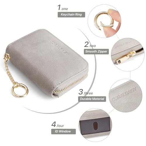 Coraldaisy Business Card Holder Wallet For Men Slim Credit Card Holder For Women Small Rfid Wallet Women Keychain Key Holder Coin Purse Rfid Blocking thumb #3