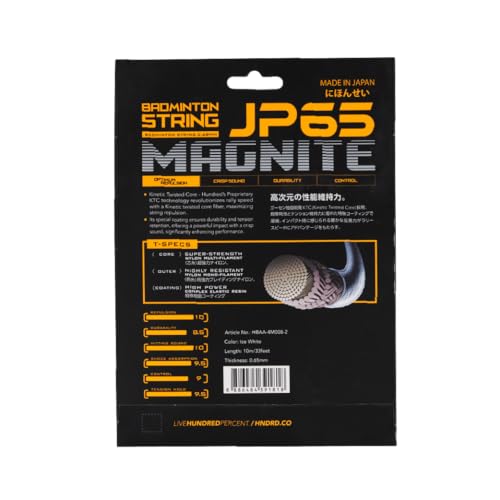 Image of Hundred JP65 Magnite Badminton String | 0.65 mm High Repulsion & Control | Premium Hitting Sound | Excellent Shock Absorption & Durability