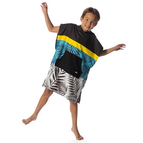 Image of Flow Changing Poncho for Kids - Microfiber Hooded Swim Towel Poncho for Boys & Girls, Perfect for Beach, Pool, or Swim - Quick Dry, Absorbent, Light Weight, and Easy to Pack (Shoreline, Medium)