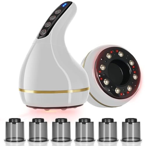 Angju Smart Cupping Therapy Massager 8-in-1 Red Light Cupping Kit for Targeted Pain Relief Muscle Soreness Tighter Skin 9-Level Heat Gua Sha Therapy Split Design Cupping Set (WHITE)