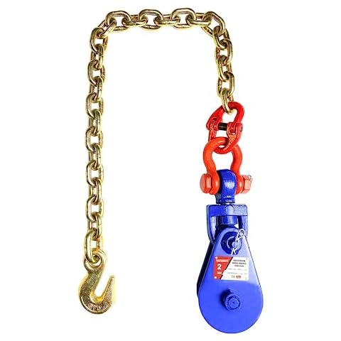 YATOINTO 2T Snatch Block with Chain, 3'' Single Sheave Snatch Block with Swivel Shackle, G80 Chain Snatch Pulley for Rollback Wrecker Car Hauler Winch (3’’ 2 Ton Sheave) Cover