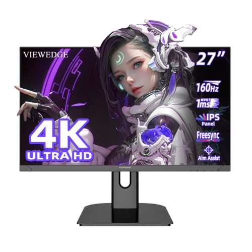Image of Viewedge 27 inch 4K 160Hz Computer Monitor 1ms UHD 2160p IPS Gaming Monitor | HDR 10, 100% sRGB, Bluelight Filter, 2 HDMI & 2 DP Port, Support Crosshair Adaptive Sync and Wall Mounted