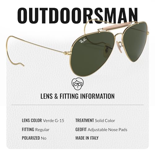 Ray-Ban RB3030 OUTDOORSMAN Pilot Shaped Sunglasses for Men & Women with Official RAYBAN Eyewear Kit4