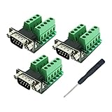 DB9 Male Connector Breakout Board RS232 Serial to DSUB Terminal Block Connector Signal Module 3 Pack