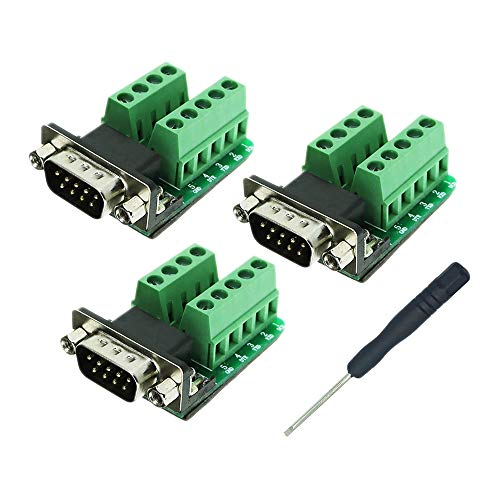 TwinkleBay DB9 Male Connector Breakout Board RS232 Serial to DSUB Terminal Block Connector Signal Module 3 Pack
