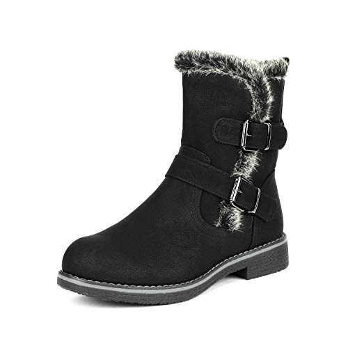 DREAM PAIRS Women's Lepore Black Mid Calf Faux Fur Winter Boots Size 10